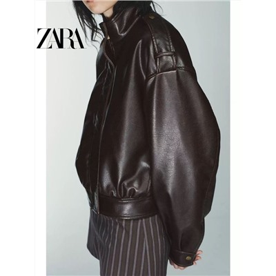 Женская укороченная куртка из искусственной кожи в ретро стиле ЗАР*А