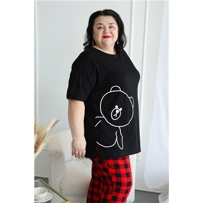 Пижама больших размеров с брюками Мишка