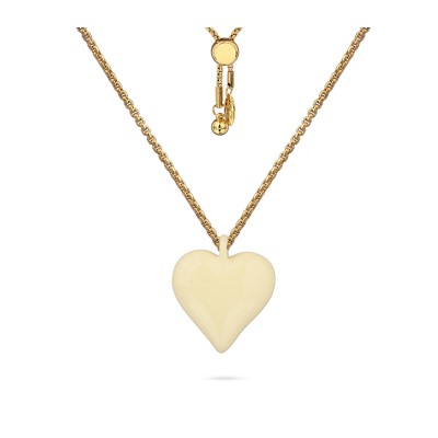 Кулон Сердцебиение (1, 6см, эмаль сливочное масло; покрытие золото) 82см, Есть комплект