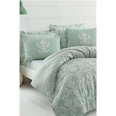 Ev & Ev Home Suyeşili Çift Kişilik Kolay Ütülenir Nevresim Takımı Pure Ep-010200