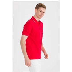 Erkek Kırmızı Basic Polo Yaka Tişört