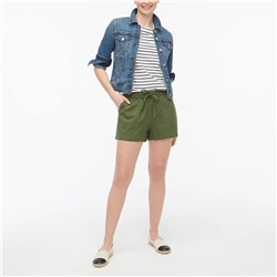 Linen-blend drawstring short