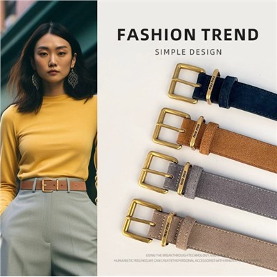 Матовый кожаный женский пояс из воловьей кожи