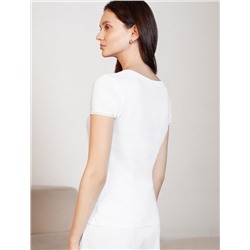 Футболка с круглым вырезом из фактурного трикотажа в рубчик