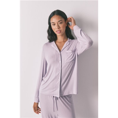 Pijama camisero largo viscosa lila
