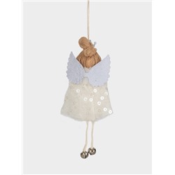 Игрушка елочная, 16 см, пенопласт/полиэстер, серебристая, Ангел, New year