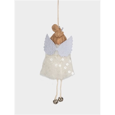 Игрушка елочная, 16 см, пенопласт/полиэстер, серебристая, Ангел, New year