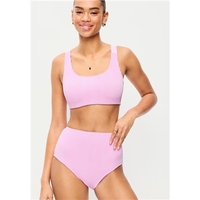 Ribbed Scoop-Neck Swim Top