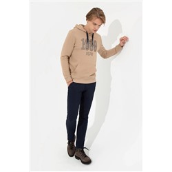 Erkek Camel Kapüşonlu Sweatshirt