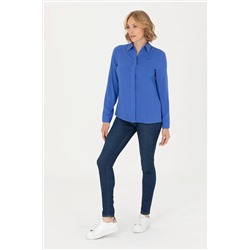 Kadın Mavi Uzun Kollu Gömlek