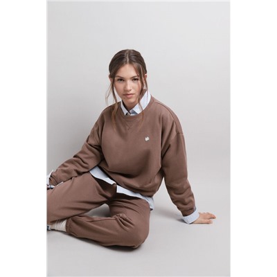 Sudadera felpa lisa marrón
