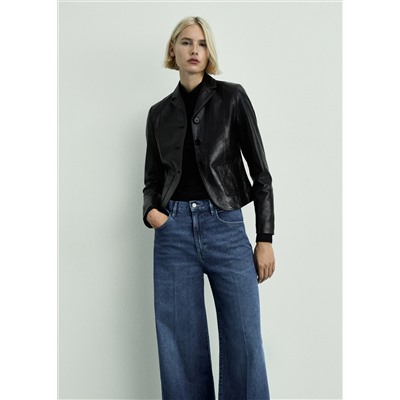 Jeans wide leg tiro alto