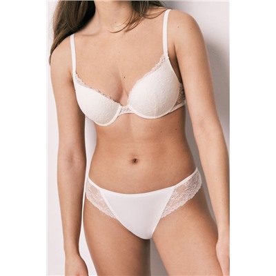 Braga clásica microfibra y encaje blanca