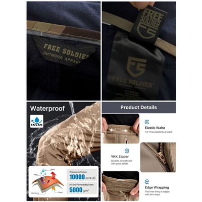 Мужские утеплённые на ылисе уличные брюки карго для походов и активного отдыха  FRE*E SOLDIE*R