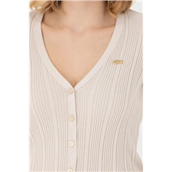 Kadın Krem Basic Triko Hırka