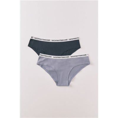 Pack bragas brasileñas anchas algodón logo