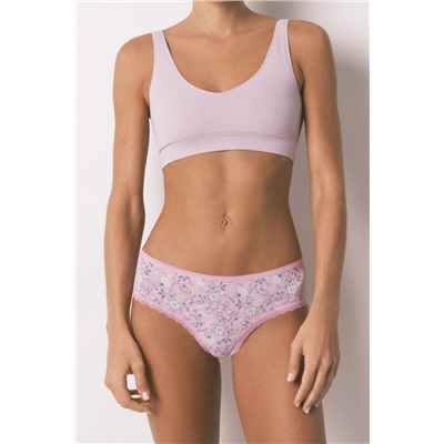 Braga brasileña ancha azul estampado flores