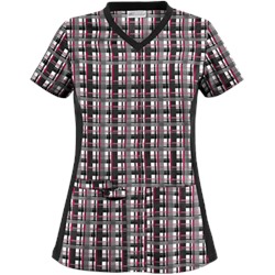 UA Plaid Sugar Berry Print Scrub Top