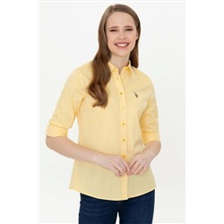 Kadın Açık Sarı Uzun Kollu Basic Gömlek