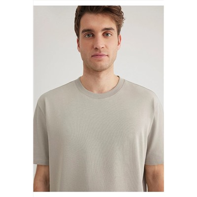 Mavi Bisiklet Yaka Gri Basic Tişört Loose Fit / Bol Rahat Kesim 0611596-70100