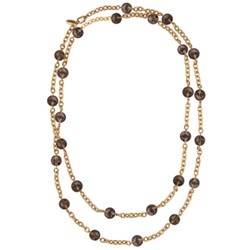 Колье Терра (раухтопаз 12мм; покрытие золото) 135см, Есть комплект