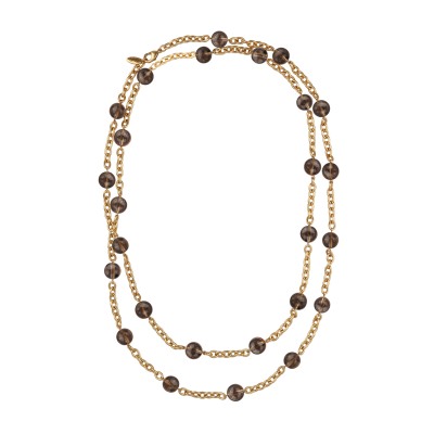 Колье Терра (раухтопаз 12мм; покрытие золото) 135см, Есть комплект