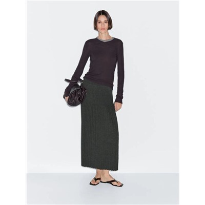 Женская теплая плессированная юбка из смесовой шерсти МАССИМО Д
