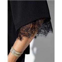 Блузка свободная из креп-шифона с кружевом