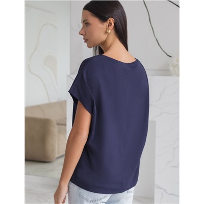 Футболка с V-вырезом и цельнокроеным рукавом из премиального хлопка