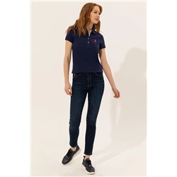 Kadın Lacivert Basic Polo Yaka Tişört