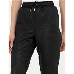 Siyah Parlak Dokulu Comfort Fit Pantolon
