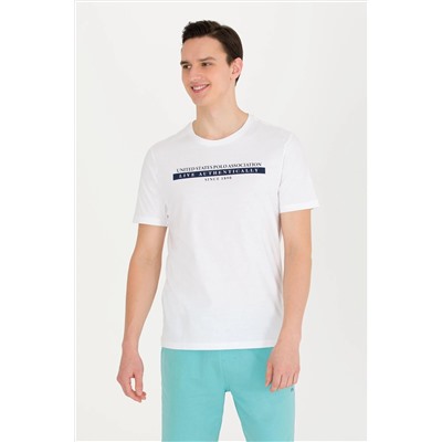 Erkek Beyaz Bisiklet Yaka Tişört