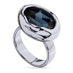 Кольцо Грация (кристаллы SW 18х13 темно-синие; покрытие родий), Есть комплект