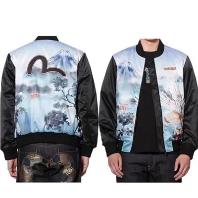 Мужская модная куртка  глянцевая, с цветными блоками, с принтом пейзажа