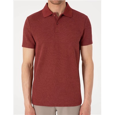 Nar Slim Fit Örme Dokulu Polo Yaka Tişört