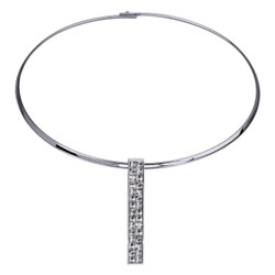 Колье Квадро (кристаллы SW белые; покрытие родий) 42см, Есть комплект
