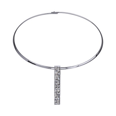 Колье Квадро (кристаллы SW белые; покрытие родий) 42см, Есть комплект