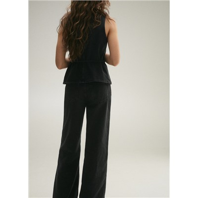 Jeans wide leg tiro alto