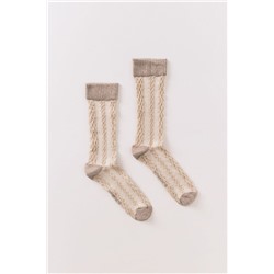 Calcetines largos trenzas arena