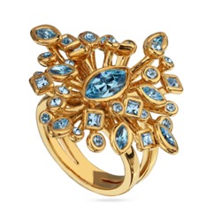 Кольцо Эйва (кристаллы SW аквамарин; покрытие золото), Есть комплект