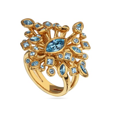 Кольцо Эйва (кристаллы SW аквамарин; покрытие золото), Есть комплект