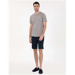 Gri %100 Pamuk Slim Fit Bisiklet Yaka Basic Tişört