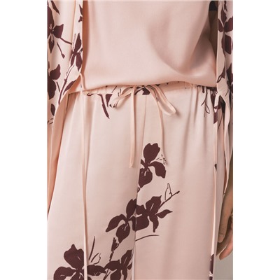 Set floral satén 3 piezas rosa