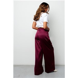 Брюки палаццо на резинке атласные 398BRD
