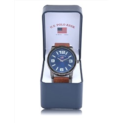 MEN'S BLUE FACE AND BROWN STRAP ANALOG WATCH