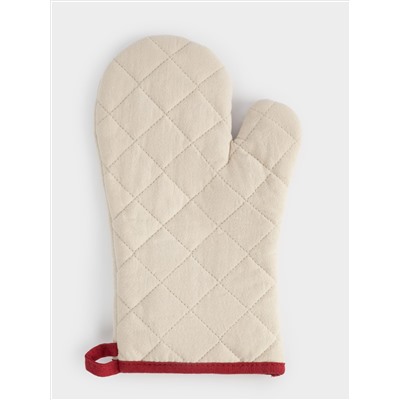 Прихватка-варежка, 18x30 см, хлопок, серо-бежевая, Олень в шарфе, Deer