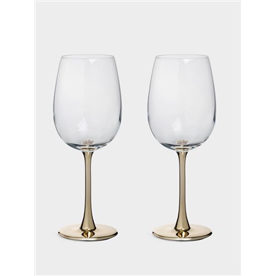 Бокал для белого вина, 430 мл, 2 шт, стекло, золотистая ножка, Ravello
