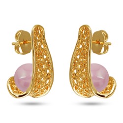 Серьги (Майорка 10мм нежный персик; покрытие золото), Есть комплект