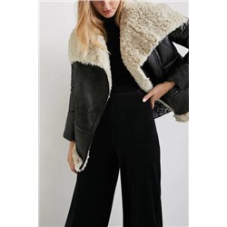 Chaqueta biker oversize acolchada borreguito