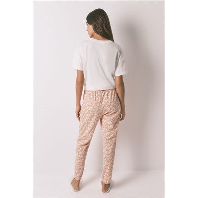 Pantalón skinny 100% algodón flores naranja